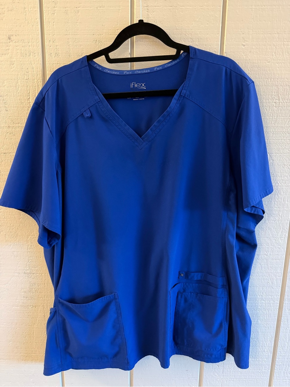 Cherokee iFlex Scrub Top 4XL Royal Blue V Neck Stretch Medical Scrubs